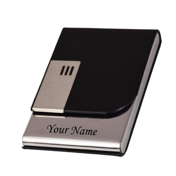 FELSTAR Customized/Personalized Card Holder with Name Engraved, Professional Business Visiting Card Holder/Credit Card Holders Men, Women Gift, Corporate Gift for Employees (Black)