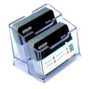 SNDIA 2-Tier Clear Business Card Holder – Transparent Acrylic Visiting Card Display Stand & Desk Organizer for office